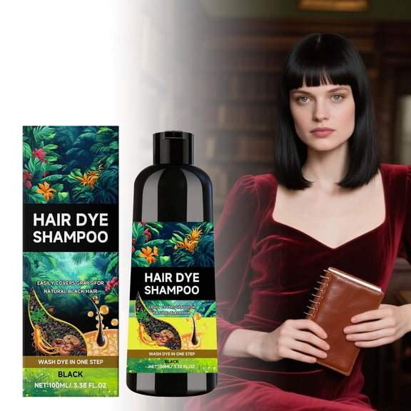 Herbal Hair Dye Shampoo with Color Stabilization, 3-in-1 Wash Dye & Care Formula for Lasting Color, Nourishes & Repairs Hair, 100ml Bottle