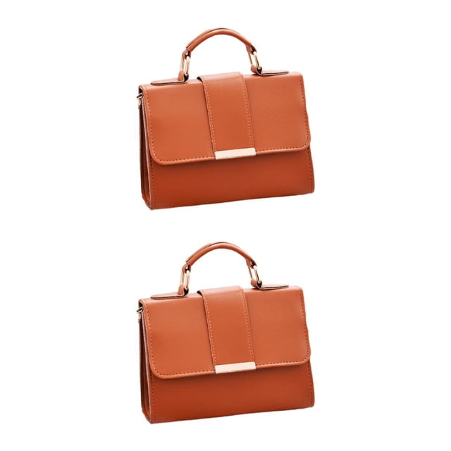 Jumpingount PU Manténgase organizado y elegante con un práctico bolso de hombro Bolsos de cuero Bolsos cruzados Bolso de mujer Marrón Marrón amarillento 2Conjunto