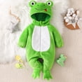 thumbnail image 6 of BMYJ Frog Shaped Hooded Fleece Jumpsuit, Adorable Animal Themed Outfit for Baby Toddler Boys Girls, Warm Plush Jumpsuit for Holiday Dress Up Daily Wear (Green, 12-18 Months), 6 of 8