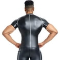 thumbnail image 4 of Men's Leather Motorcycle Jacket Slim Fit Casual Style Short Sleeve Elastic, 4 of 6