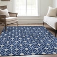 thumbnail image 3 of HomeRoots 673734 9 x 12 ft. Navy Blue & Gray Geometric Washable Machine Made Rectangle Area Rug with UV Protection, 3 of 7
