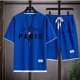 thumbnail image 3 of Conjuntos de waffle para hombre, conjunto de camiseta y pantalones cortos casuales Messi Paris, trajes deportivos de verano para hombre, chándal, traje holgado, camiseta para hombre, ropa, 3 of 5