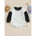 thumbnail image 2 of Bagilaanoe Newborn Baby Girl Boy Oversized Romper Sweatshirt Long Sleeve Bodysuits Contrast Color Pullover 6M 12M 18M 24M Infant Casual Tee Tops, 2 of 8