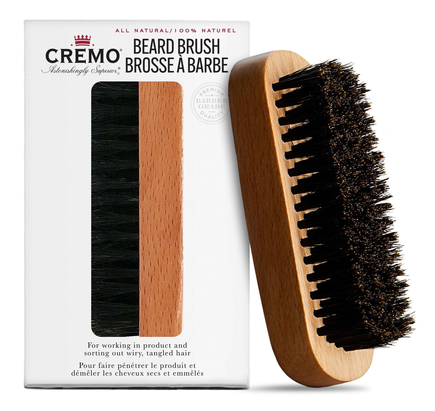 Cremo beard brush,100% Boar Bristle beard brush, ideal for grooming, shaping and styling beards of all sizes.
