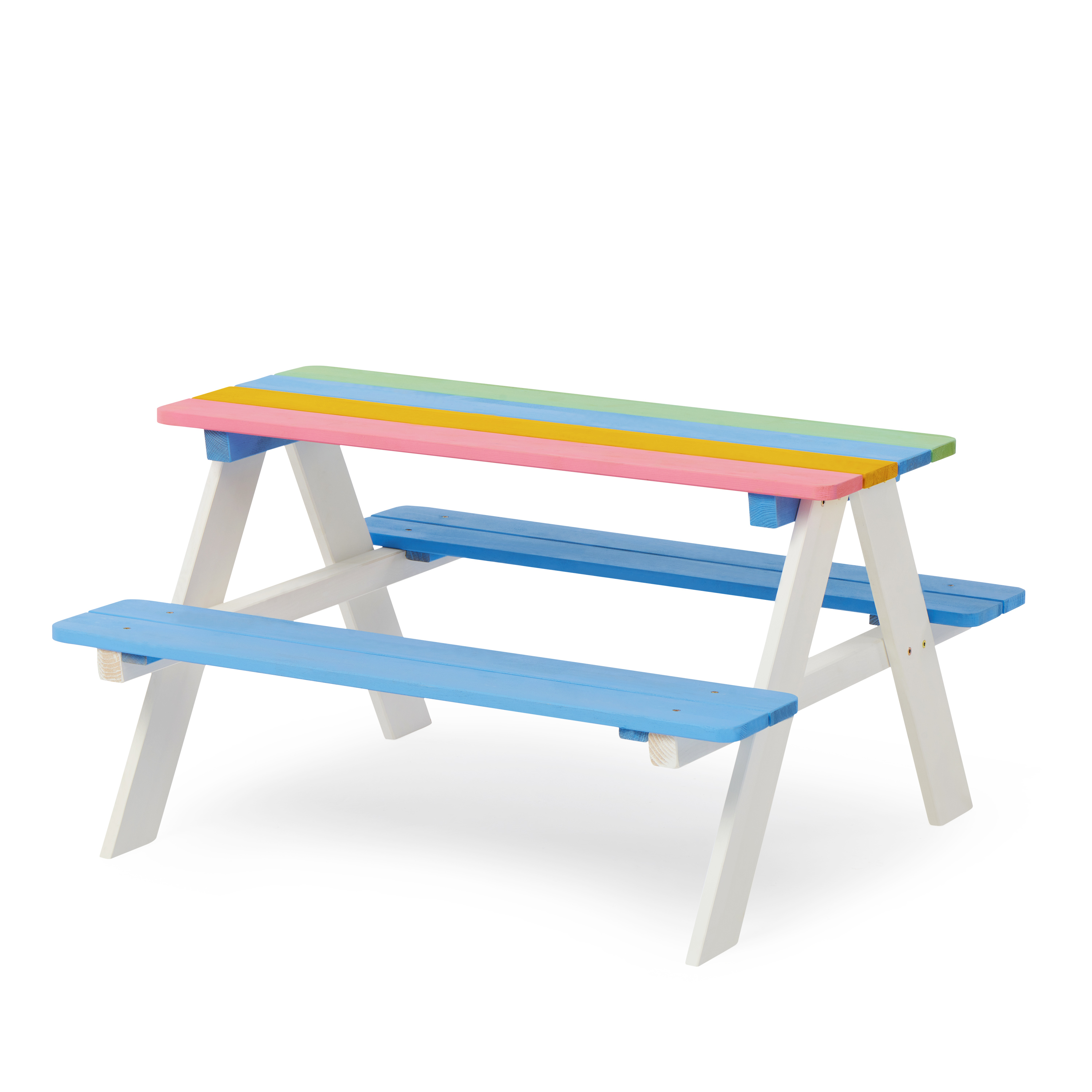 D-road Outdoor Kids Picnic Table & Bench Set, Cedar Wood, Rainbow Color - image 1 of 6