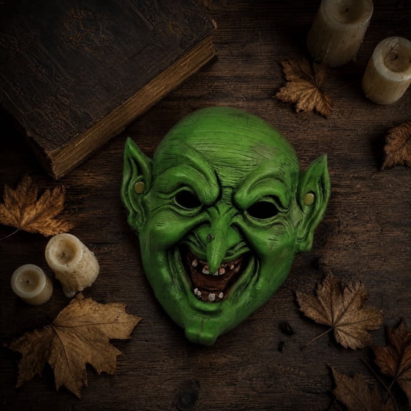 Scary Halloween Mask 11 X 9 Inch Green Latex Witch Mask Scary Halloween Accessory for Masquerade Parties Haunted House Displays 1 Pack