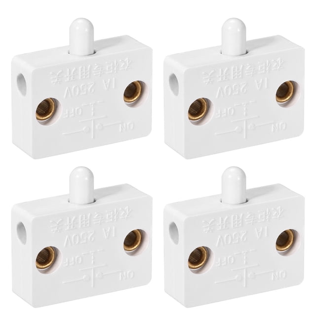Interruptor de luz para puerta de armario Uxcell, interruptor momentáneo normalmente cerrado 110-250V 1A blanco 4 piezas