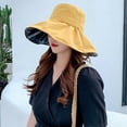 thumbnail image 2 of Beugl Sun Hat Clearance, Women's Empty Top Sun Hat Summer Leisure Travel Anti Large Eaves Sunscreen Black Rubber Fisherman Hat Summer Hats Beach Hats Yellow, 2 of 5