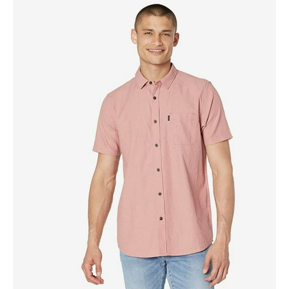 Rip Curl Men's Washed Wine Our Time Short Sleeve Woven Shirt, XXL