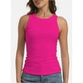 thumbnail image 3 of 3-pack Black&Hotpink&White Womens Sleeveless Racerback High Neck Casual Basic Ribbed Fitted Tank Top, 3 of 6