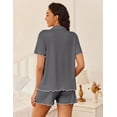 thumbnail image 3 of Ekouaer Womens Pajama Sets Button Up Bride Pjs Set 2 Piece Soft Sleepwear Short Sleeve Lounge Sets with Shorts, 3 of 6