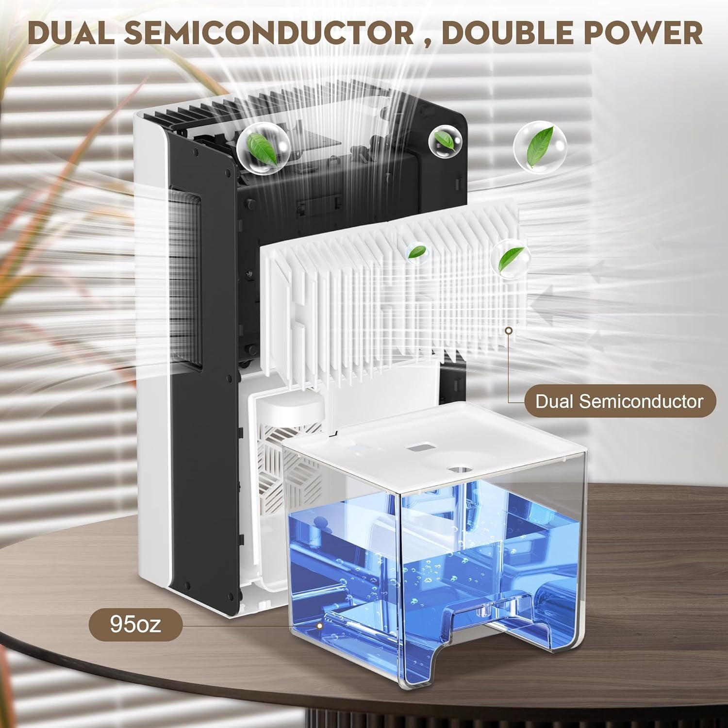 Dehumidifier for Home, 1000 sq.ft Basement Bedroom Bathroom with 95 OZ , Auto Shut Off, 7 LED Lights