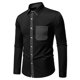 thumbnail image 1 of Blusa y camisa de manga larga con cuello vuelto para hombre, informal, a la moda, con estampado liso, botones, manga larga, cuello vuelto, blusa de poliéster para hombre, 1 of 8