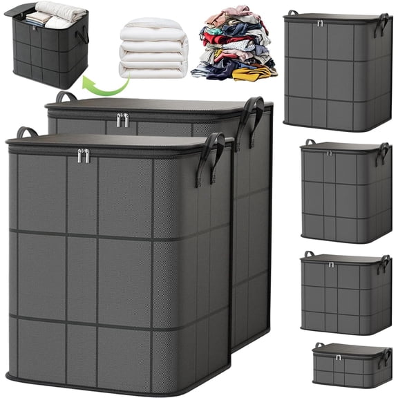 220L Spacious Moving Storage Bin with Reinforced Handles & Zipper, XXL Foldable Fabric Storage Bag for Bedding, Clothes, Quilts, Comforters, Closet Organization & Moving (XL: 19.7x19.7x27.6 in,2)
