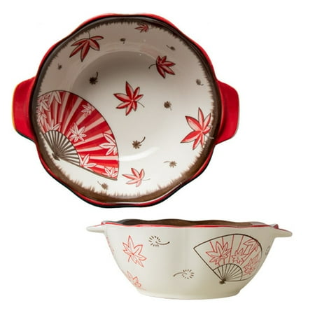 

Qeeadeea Ceramic Ramen Bowl With Handle Deep Soup Bowl Set Of 2 Soup Cup Microwave And Oven Safe-red-24x20x8cm 1200ml