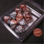 chessex dice sets: gemini copper & steel with white - ten sided die d10 set (10)