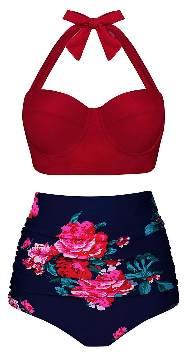 Fordawn Women Crimson Flower Print 