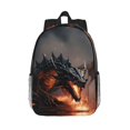 thumbnail image 1 of Lukts Fiery Black Dragon Attack Pattern 15 Inch Student Backpack, Waterproof Laptop Backpack with Adjustable Shoulder Straps, Lightweight Travel, Campus Backpack, Unisex, 1 of 6