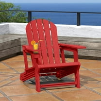 WestinTrends Tool-Free Assembly Outdoor Patio HDPE Plastic Adirondack Chair with Cup Holder, Red