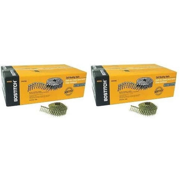 BOSTITCH CR3DGAL 1-1/4-Inch Smooth Shank 15 Inch Coil Roofing Nails, 7,200-Qty. 2-Pack