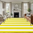thumbnail image 2 of Yellow Striped Large Area Rugs for Bedroom Living Room, Soft Non Slip Carpet Bedside Rug, Modern Farmhouse Yellow White Stripes Rectangular Floor Cover Kitchen Accent Rug 8'x10' for Office, 2 of 9
