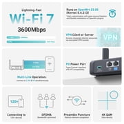 GL.iNet GL-BE3600(Slate 7) Portable Travel Router, Pocket-Sized Dual-Band Wi-Fi 7 Travel 2.5 Gigabit Router, OpenVPN&Wireguard for Public, Hotel Wi-Fi Use, Suitable for Business/Cruise/RV/Plane/Hotel