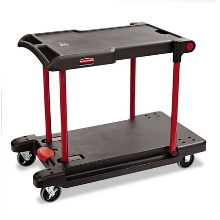 Rubbermaid Commercial Convertible Utility Cart, Two-Shelf, 23.88w x 45.13d x 34.38h, Black -RCP430000BK