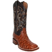 The Western Shops Men’s Genuine Leather Quill Ostrich Print Western Cowboy Square Toe Rodeo Boots