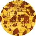 thumbnail image 1 of Ahgly Company Indoor Round Abstract Yellow Modern Area Rugs, 3' Round, 1 of 4