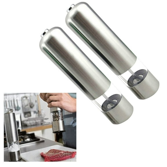 LEORX Silver Kitchen Electronic Pepper Mill for Fresh Grinding with Stainless Steel