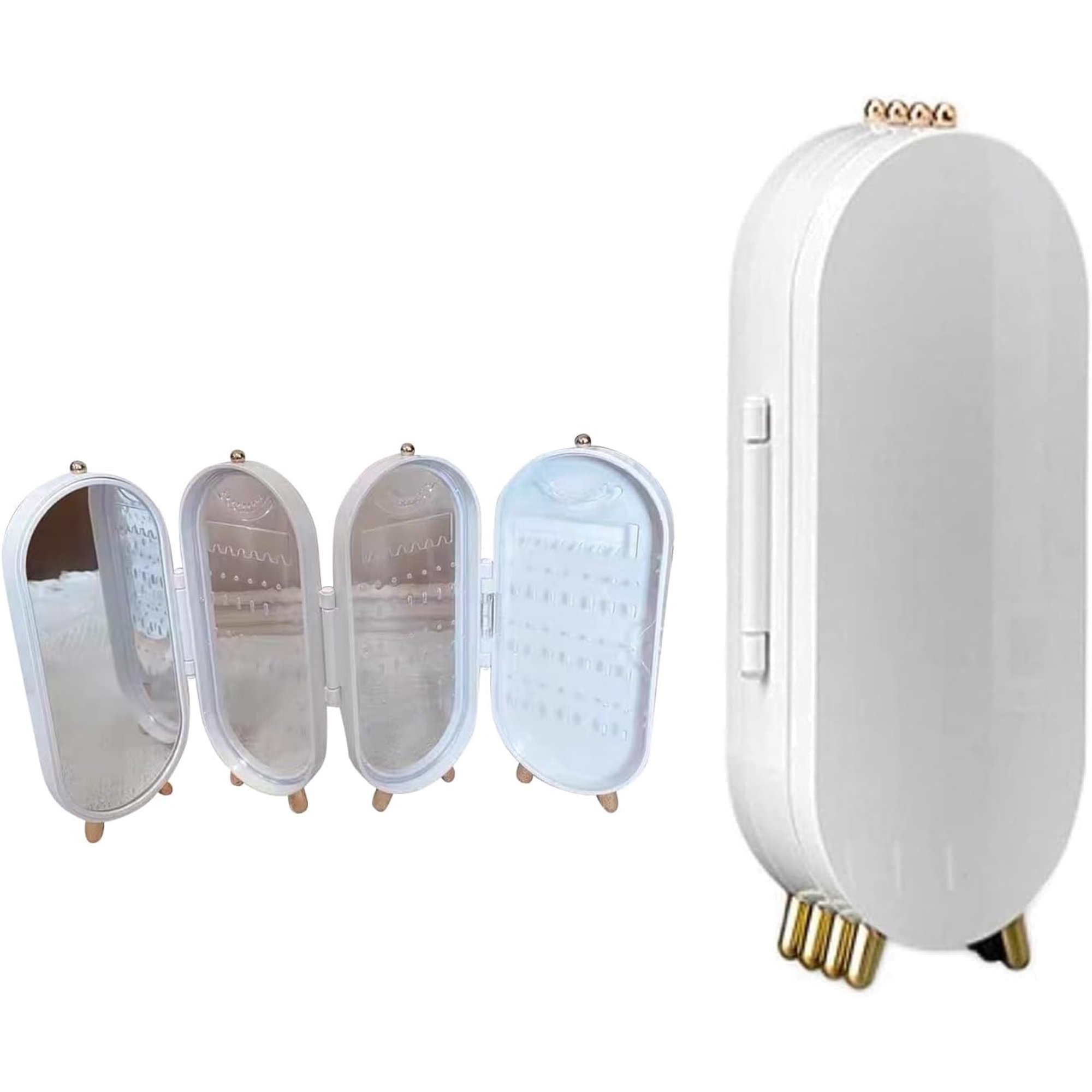 Earring Organizer Box, Jewelry Holder Organizer for Necklace Earrings Rings Bracelets,Large Jewelry Organizer With 4-Layer Dustproof 153 Stud Earrings Hanging Hole 21 Necklace Groove 3 "U" Groove