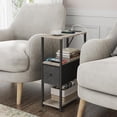 thumbnail image 3 of Small Narrow End Table with Charging Station, Set of 2, Side Table with Outlets, Nightstand with Cloth Drawer, Couch Table, for Living Room, Bedroom, Bedside, Greige, 3 of 18
