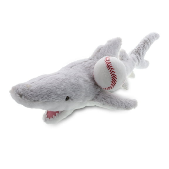 DolliBu Shark Stuffed Animal with Baseball Plush - Soft Huggable Grey Shark, Adorable Playtime Plush Toy, Cute Ocean Life Gift, Baseball Plush Doll Animal Toy for Kids and Adults - 23 Inches