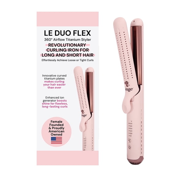 L'ANGE HAIR Le Duo Flex 360° Airflow Titanium Styler | Curling Iron with Adjustable Settings Creates Waves | Air Flow Styler Enhances Volume Locks | Dual Voltage Tool for All Hair Types (Blush)