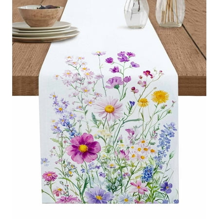 

Table Runner Dresser Scarf 13 x 120 Inch Purple Flowers Watercolor Floral Spring Garden Plants Table Runners Non-Slip Heat Kitchen Dining Table Decor for Indoor Outdoor Home Party Decoration