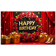 thumbnail image 5 of Elegant Red Rose Themed Happy Birthday Banner Party Backdrop Decoration for Photography Props Birthday Party Celebrations Gift Display Decor Event Setup, 5 of 7