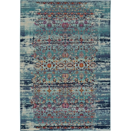 Nourison Acrylic Rug - Nourison Vintage Kashan Bordered Blue Area Rug