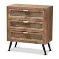 thumbnail image 1 of Baxton Studio Calida Brown Finished Wood and Rattan 3-Drawer Storage Cabinet, 1 of 9