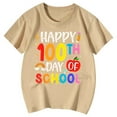 thumbnail image 4 of XAOFW Girl's T-Shirts 100 Days Of School Cartoon Print Short Sleeve Crewneck Tee Shirt Back To School Season Loose Fit T Shirt Club Party Soft Breathable Tops, 4 of 4