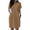 thumbnail image 5 of Womens Dresses Summer Midi Soft T Shirt Dress Short Sleeve Casual Summer Tunic Dress Loose Loose Dress With Pockets Maxi Dress, 5 of 7