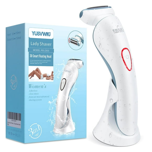 Afeitadora eléctrica para mujeres, afeitadora eléctrica para piernas, bikini, axilas, vello púbico, recargable, para uso en seco y húmedo, indolora, inalámbrica, con cabezal desmontable.