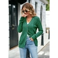 thumbnail image 2 of Women's Long Sleeve Cable Knit Sweater Open Front Cardigan Button Loose Outerwear, 2 of 6