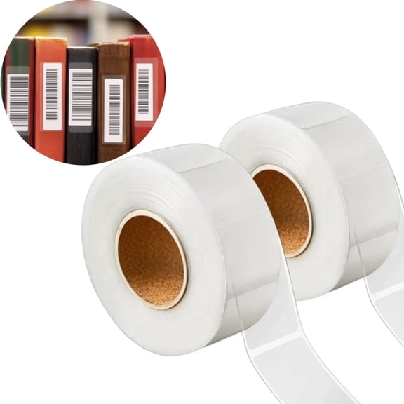 2 Rolls Clear Label Protectors - Self-Adhesive Waterproof Barcode & Book Spine Shield, 1.2"x3.5" PET Library Label Covers (1200 Total)