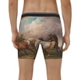thumbnail image 4 of Salouo Three Horses Oil Painting Pattern Men's Boxer Briefs, Soft & Breathable Underwear Elastic Waistband Briefs for Men,1-Pack, 4 of 7