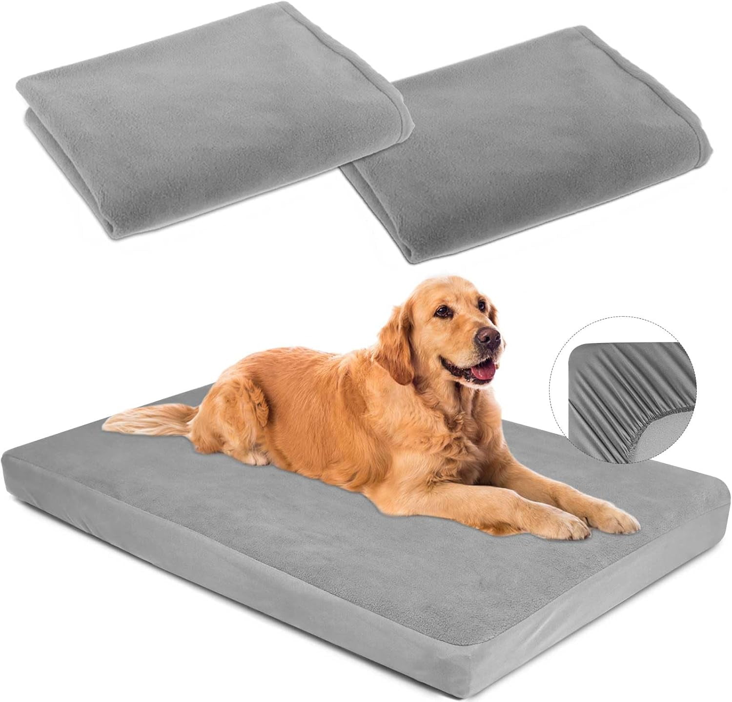 Dog Bed Covers Replacement Washable 100% Waterproof Soft Dog Bed Sheet Black 2 Pack 36" x 23" S
