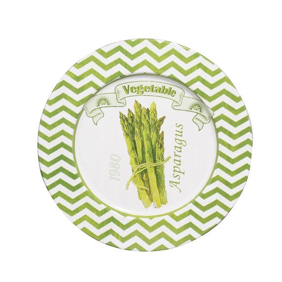 A&B Home Set of 4 Abington Asparagus Plates in Green, Made of Metal