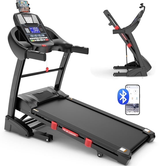 4.5HP Portable Folding Treadmill for Home, Treadmill with 15% Incline for Running Exercise, 300lb Capacity, APP Control, Bluetooth Connectivity,10MPH, 71 Programs