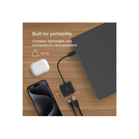 Belkin - USB C To Ethernet + Charge Adapter - Gigabit Ethernet Port for USB C Devices - Black