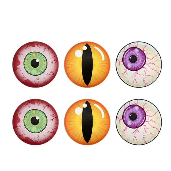 MInHoues 6 Pcs Halloween Wooden Coasters 3.93", Creepy Eye Cup Mat Set, Heat Resistant Drink Coasters for Coffee Tea, Spooky Tabletop Decor Table Ornament for Home Kitchen Bar