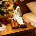 thumbnail image 6 of Diceymbol Halloween Ghost Figurine Sitting on Wood Logs Mini Tabletop Decoration for Shelf Mantel Party Decor 4 Inch, 6 of 8